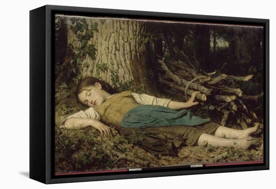 Fillette endormie dans les bois-Albert Anker-Framed Stretched Canvas