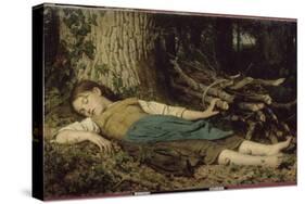 Fillette endormie dans les bois-Albert Anker-Stretched Canvas