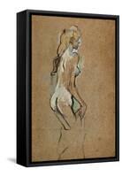 Fillette nue-Nude girl, 1893 Oil on cardboard, 59,4 x 40 cm.-Henri de Toulouse-Lautrec-Framed Stretched Canvas