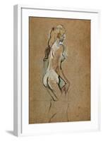 Fillette nue-Nude girl, 1893 Oil on cardboard, 59,4 x 40 cm.-Henri de Toulouse-Lautrec-Framed Giclee Print