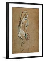 Fillette nue-Nude girl, 1893 Oil on cardboard, 59,4 x 40 cm.-Henri de Toulouse-Lautrec-Framed Giclee Print