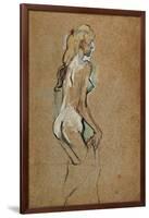 Fillette nue-Nude girl, 1893 Oil on cardboard, 59,4 x 40 cm.-Henri de Toulouse-Lautrec-Framed Giclee Print