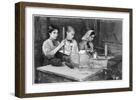 Filling Cartridges with Dynamite Powder at Isleten, Near Fluelen, Switzerland, 1893-null-Framed Giclee Print