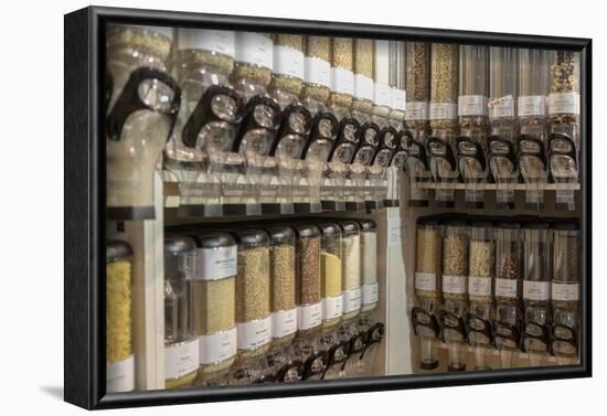 Filling container for grain in the unpackaged 'Stückgut' shop, Altona, Hamburg, Germany-Andrea Lang-Framed Photographic Print