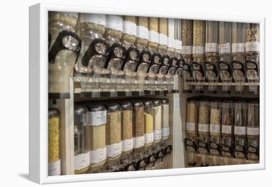 Filling container for grain in the unpackaged 'Stückgut' shop, Altona, Hamburg, Germany-Andrea Lang-Framed Photographic Print