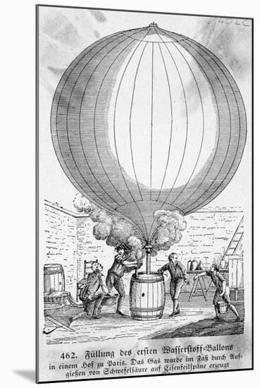 Filling Hydrogen Balloon in Paris-null-Mounted Giclee Print