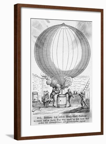 Filling Hydrogen Balloon in Paris-null-Framed Giclee Print