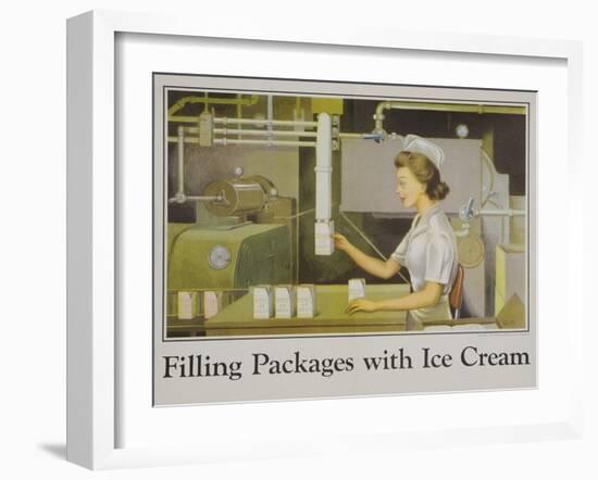 Filling Packages with Ice Cream Poster-null-Framed Giclee Print