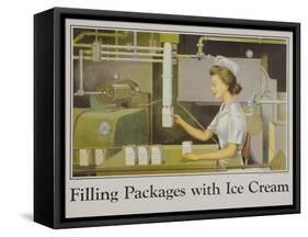 Filling Packages with Ice Cream Poster-null-Framed Stretched Canvas