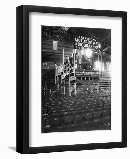 Film Crew in Coney Island Clubhouse-null-Framed Premium Photographic Print