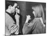 Film Director Francois Truffaut with Actress Julie Christie During Filming of "Fahrenheit 451."-Paul Schutzer-Mounted Premium Photographic Print