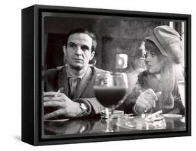 Film Director Francois Truffaut with Actress Julie Christie During Filming of "Fahrenheit 451."-Paul Schutzer-Framed Stretched Canvas