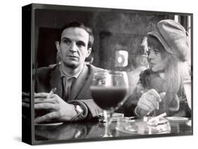 Film Director Francois Truffaut with Actress Julie Christie During Filming of "Fahrenheit 451."-Paul Schutzer-Stretched Canvas