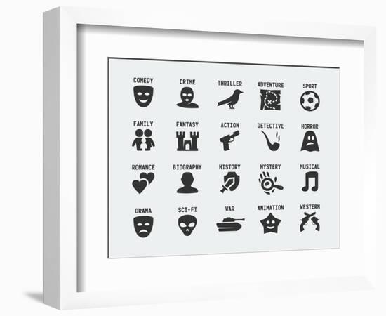 Film Genres Vector Icon Set-GreyJ-Framed Art Print