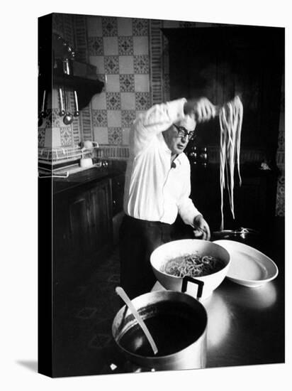 Film-Maker Dino de Laurentis Making Pasta-Carlo Bavagnoli-Stretched Canvas
