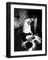 Film-Maker Dino de Laurentis Making Pasta-Carlo Bavagnoli-Framed Premium Photographic Print