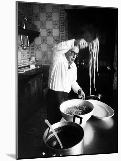 Film-Maker Dino de Laurentis Making Pasta-Carlo Bavagnoli-Mounted Premium Photographic Print