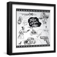 Film Noir - Hand Drawn Collection-canicula-Framed Art Print