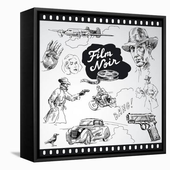 Film Noir - Hand Drawn Collection-canicula-Framed Stretched Canvas