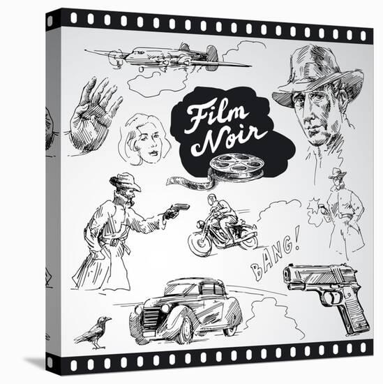 Film Noir - Hand Drawn Collection-canicula-Stretched Canvas