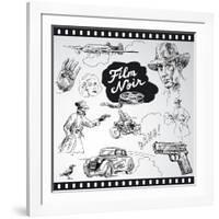 Film Noir - Hand Drawn Collection-canicula-Framed Art Print