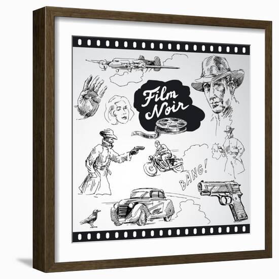 Film Noir - Hand Drawn Collection-canicula-Framed Art Print