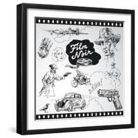 Film Noir - Hand Drawn Collection-canicula-Framed Art Print