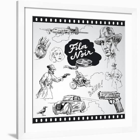 Film Noir - Hand Drawn Collection-canicula-Framed Art Print