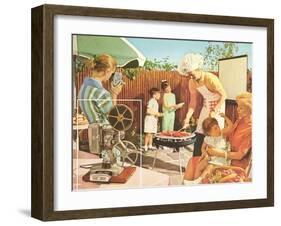 Filming the Barbecue-null-Framed Art Print