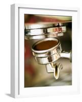 Filter Holder Being Fitted on Espresso Machine-Steven Morris-Framed Photographic Print