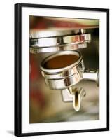 Filter Holder Being Fitted on Espresso Machine-Steven Morris-Framed Photographic Print