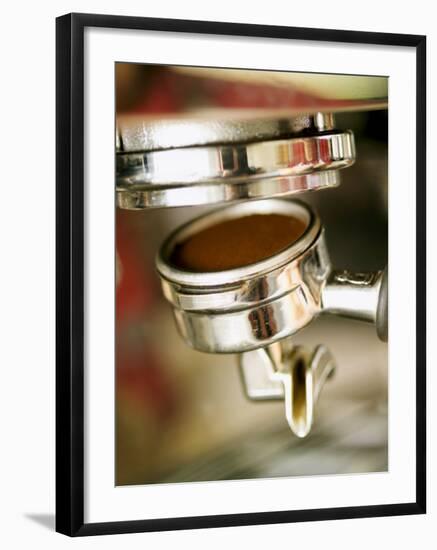 Filter Holder Being Fitted on Espresso Machine-Steven Morris-Framed Photographic Print