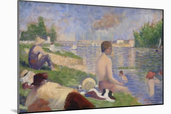 Final Study for Bathers at Asnières, 1883-Georges Seurat-Mounted Giclee Print