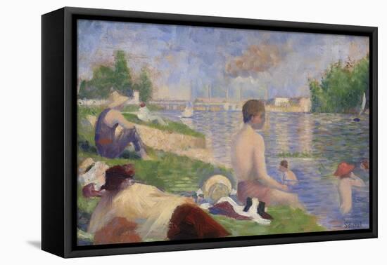 Final Study for Bathers at Asnières, 1883-Georges Seurat-Framed Stretched Canvas