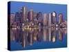 Financial District from Logan Airport, Boston, Massachusetts, USA-Walter Bibikow-Stretched Canvas