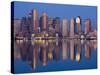 Financial District from Logan Airport, Boston, Massachusetts, USA-Walter Bibikow-Stretched Canvas