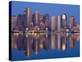 Financial District from Logan Airport, Boston, Massachusetts, USA-Walter Bibikow-Stretched Canvas