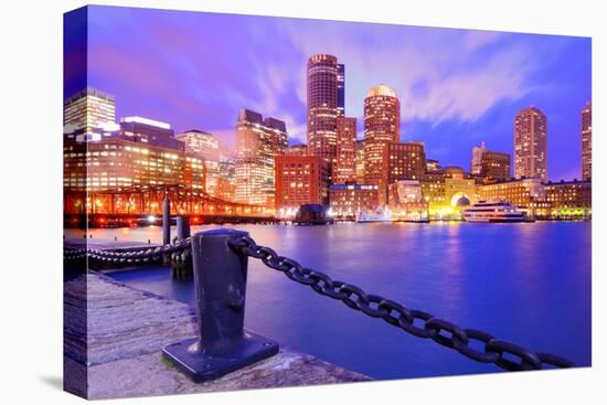 Financial District Of Boston, Massachusetts Viewed From Boston Harbor-SeanPavonePhoto-Stretched Canvas