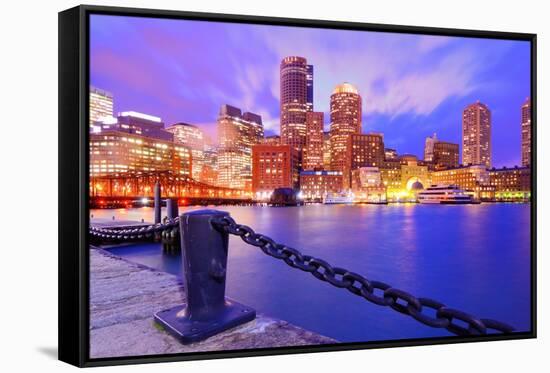 Financial District Of Boston, Massachusetts Viewed From Boston Harbor-SeanPavonePhoto-Framed Stretched Canvas