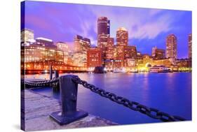 Financial District Of Boston, Massachusetts Viewed From Boston Harbor-SeanPavonePhoto-Stretched Canvas