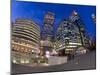 Financial District Office Buildings Illuminated at Dusk, Canary Wharf, Docklands, London, England-Gavin Hellier-Mounted Photographic Print