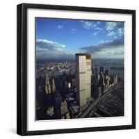 Financial District with World Trade Center's Twin Towers Dwarfing Rest of Wall Street Buildings-Henry Groskinsky-Framed Photographic Print