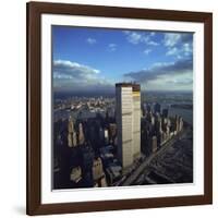 Financial District with World Trade Center's Twin Towers Dwarfing Rest of Wall Street Buildings-Henry Groskinsky-Framed Photographic Print