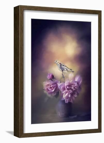 Finch and the Flowers-Jai Johnson-Framed Giclee Print