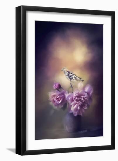 Finch and the Flowers-Jai Johnson-Framed Giclee Print