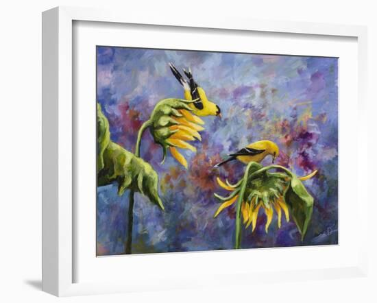 Finches with Sunflowers-Sarah Davis-Framed Giclee Print