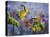 Finches with Sunflowers-Sarah Davis-Stretched Canvas