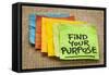 Find Your Purpose - Motivational Reminder - Handwriting on Sticky Note-PixelsAway-Framed Stretched Canvas
