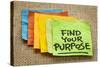 Find Your Purpose - Motivational Reminder - Handwriting on Sticky Note-PixelsAway-Stretched Canvas