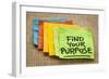 Find Your Purpose - Motivational Reminder - Handwriting on Sticky Note-PixelsAway-Framed Photographic Print